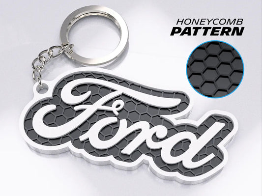 "Ford" Honeycomb 3D Printed Key Chain