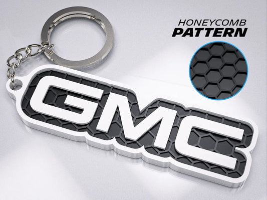 "GMC" Honeycomb 3D Printed Key Chain
