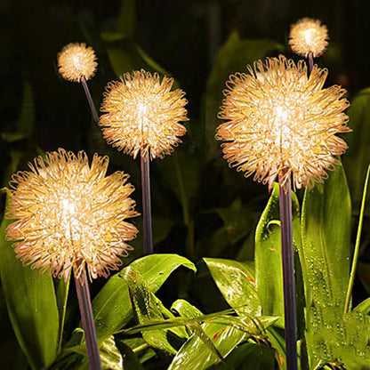 Solar Powered Aluminum Dandelion Lights, Warm White - 2 PCS Set for Garden & Outdoor Decor