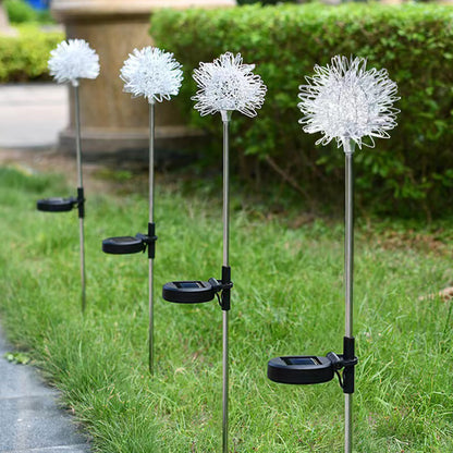 Solar Powered Aluminum Dandelion Lights, Warm White - 2 PCS Set for Garden & Outdoor Decor