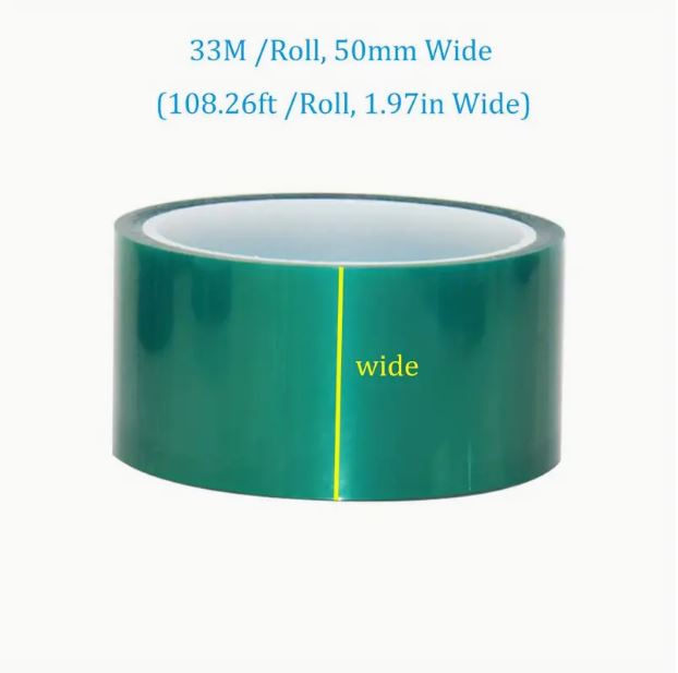 50mm x 33M Roll Green PET Film Tape High Temperature