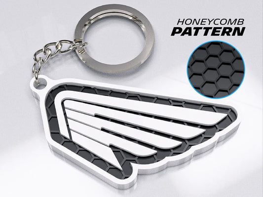"Honda Wings" Honeycomb 3D Printed Key Chain