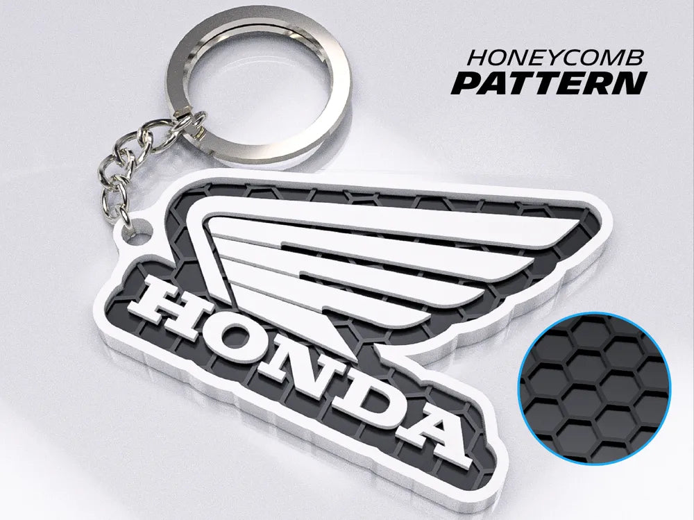 "Honda" Honeycomb 3D Printed Key Chain