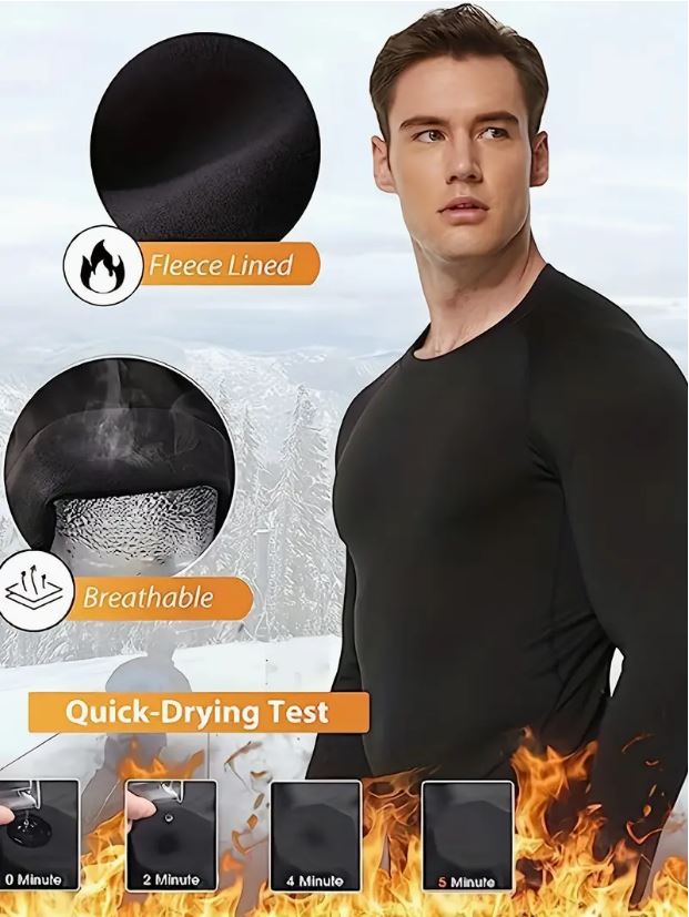 HOPLYNN Thermal Underwear Men's Moisture Wicking Baselayer Breathable Active Shirt