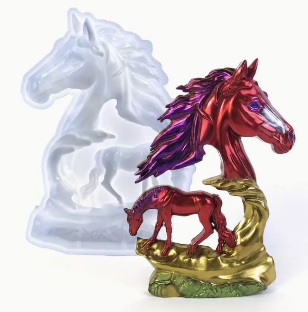 3D Horses Wall Hanging Silicone Resin Mold