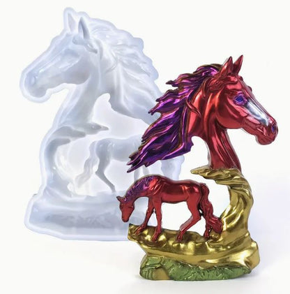 Silicon Mould 3D Horses Wall Hanging Silicone Resin Mold