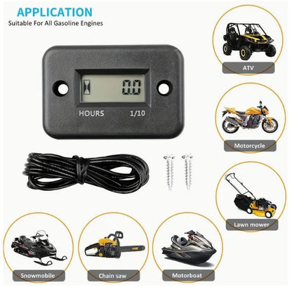 Universal Digital LCD Hour Meter - High-Visibility Water-resistant Display for Motorcycles