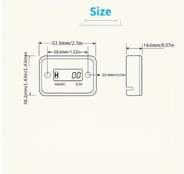 Universal Digital LCD Hour Meter - High-Visibility Water-resistant Display for Motorcycles