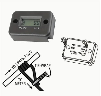 Universal Digital LCD Hour Meter - High-Visibility Water-resistant Display for Motorcycles