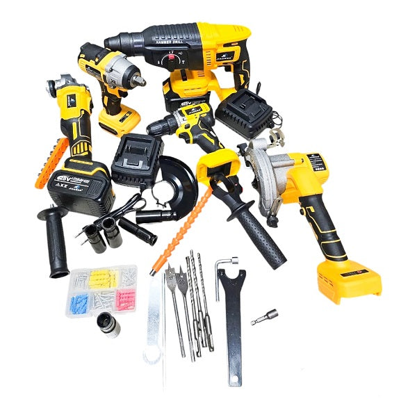 Jiageng JG20375126 Set Of 5 Electric Drill, Single Hand Saw, Angle Grinder, Brushless Hammer