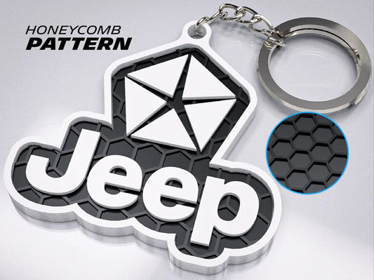 "Jeep Badge" Honeycomb 3D Printed Key Chain