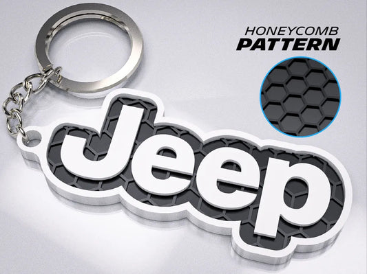 "Jeep" Honeycomb 3D Printed Key Chain