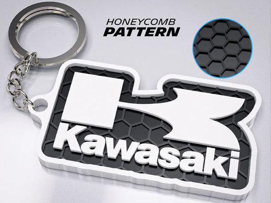 "Kawasaki Badge" Honeycomb 3D Printed Key Chain