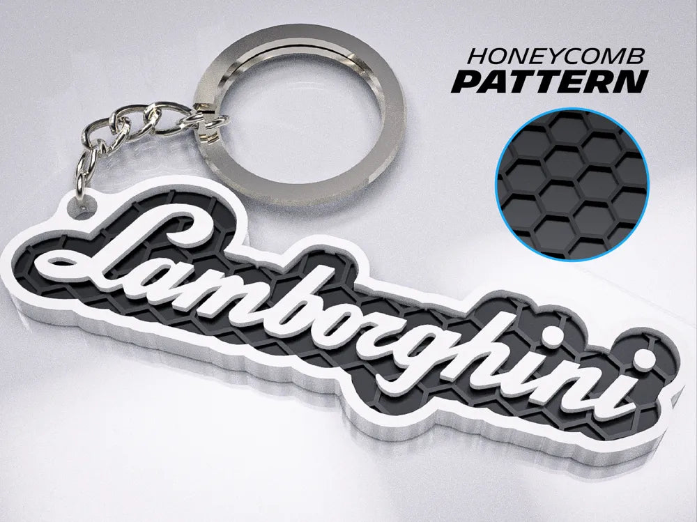 "Lamborghini" Honeycomb 3D Printed Key Chain