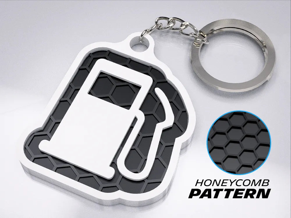 "Low Fuel Icon" Honeycomb 3D Printed Key Chain