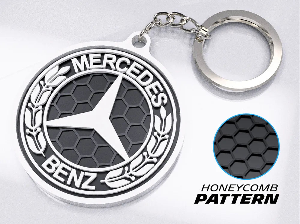 "Mercedes Benz" Honeycomb 3D Printed Key Chain