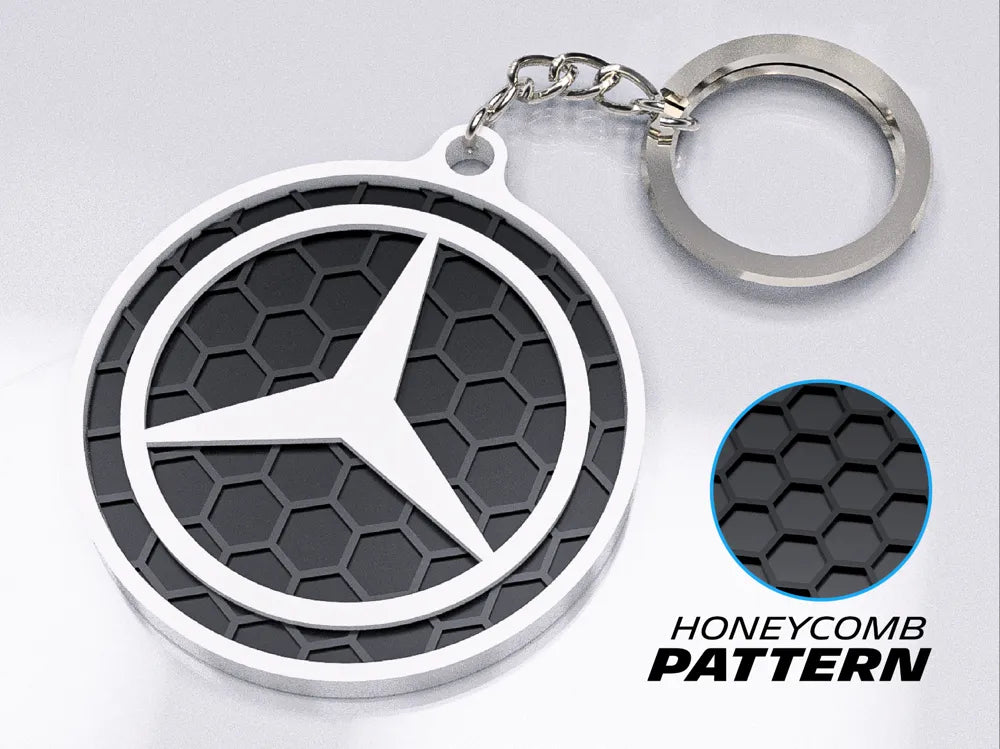 "Mercedes Badge" Honeycomb 3D Printed Key Chain