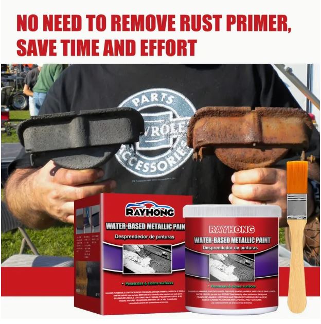 Easy-Apply Metallic Paint - Water-Based, Rust-Proofing & Iron Rust Remover for Maintenance