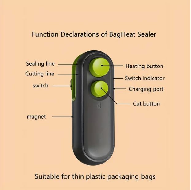 Mini Sealer Machine, Portable Bag Opening Function 2-in-1 Sealer