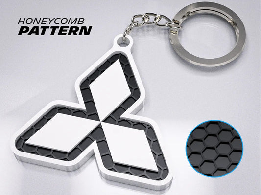 "Mitsubishi Badge" Honeycomb 3D Printed Key Chain