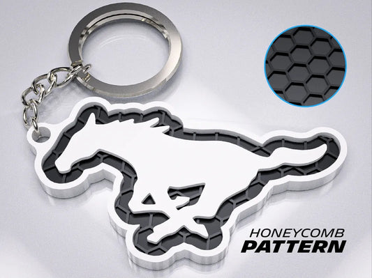 "Mustang" Honeycomb 3D Printed Key Chain