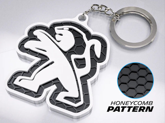 "Peugeot" Honeycomb 3D Printed Key Chain