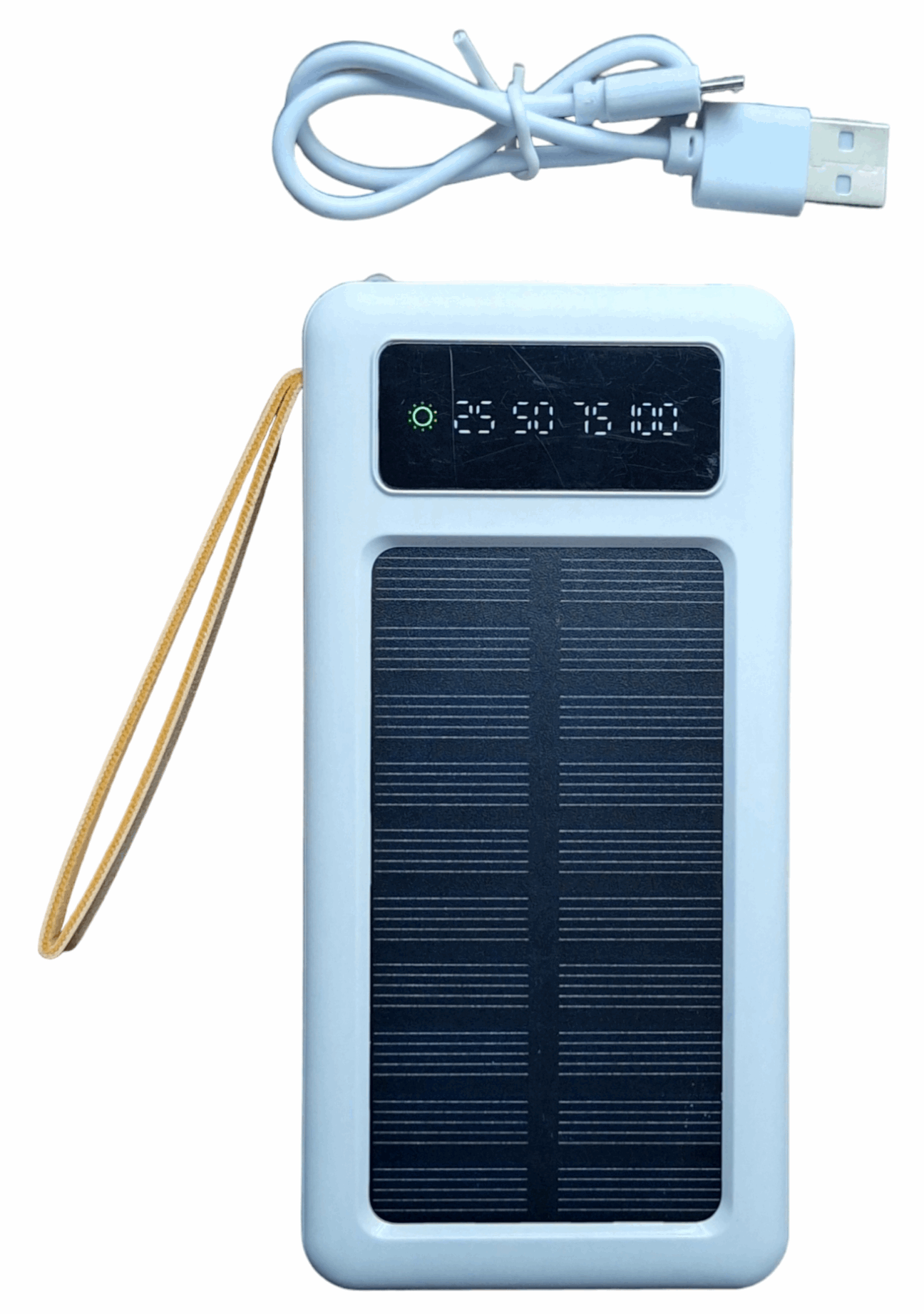 2 in 1 10000 mAh Solar & Electrical Powered Power Bank - White