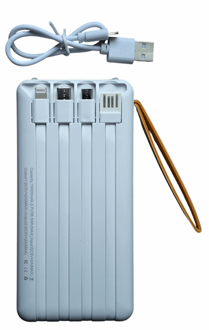 2 in 1 10000 mAh Solar & Electrical Powered Power Bank - White