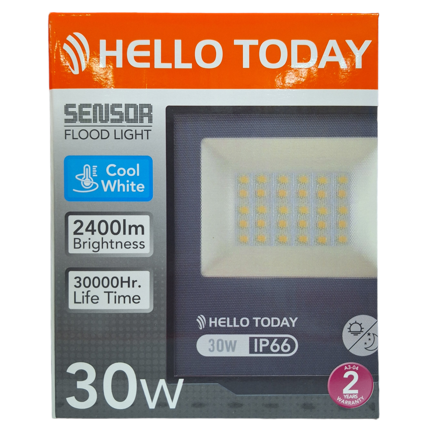 Hello Today Cool White 30 Watt Sensor Flood Light