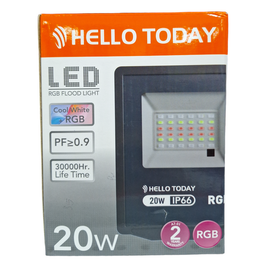 Hello Today Cool White + RGB 20 Watt LED Flood Light - Indoor/Outdoor