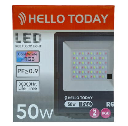 Hello Today Cool White + RGB 50 Watt LED Flood Light - Indoor/Outdoor