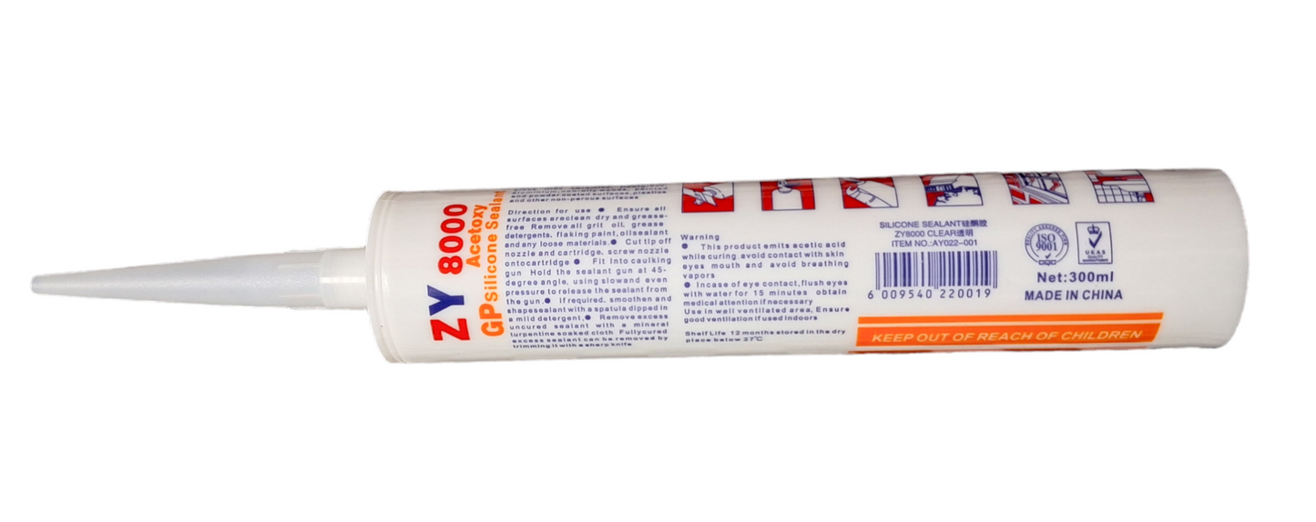 ZY8000 GP Acetoxy Silicone Sealant - Clear 300ml