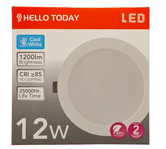 Hello Today LED Panel Light - 12 Watts Round Panel Cool White