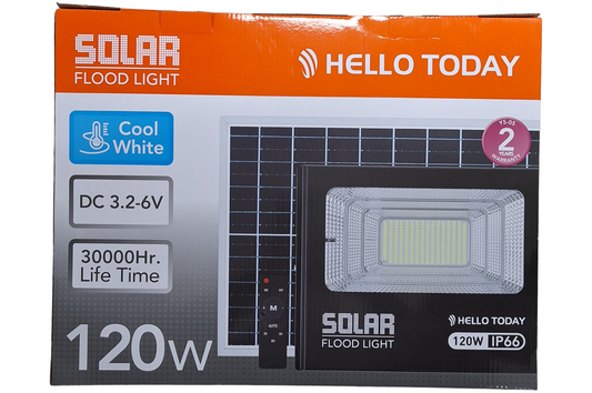 Hello Today Remote Controlled 120w Solar Outdoor Flood Light With Panel