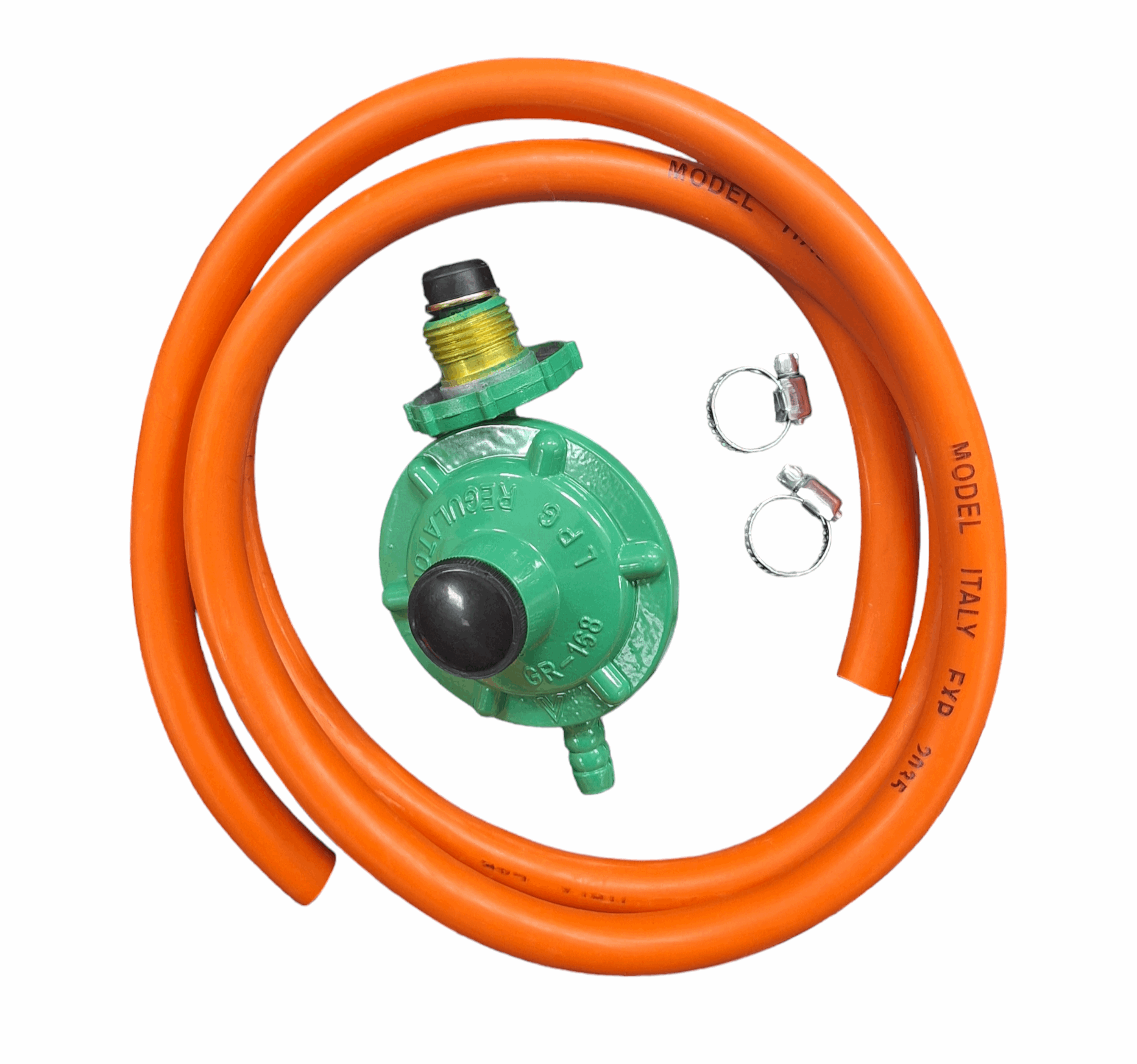 1.5 meter Hose and LPG Bull Nose Regulator With Clamps