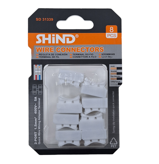 Shind 2 Port Wire Connectors - 1.5mm² 400v ~ 5A 8pcs