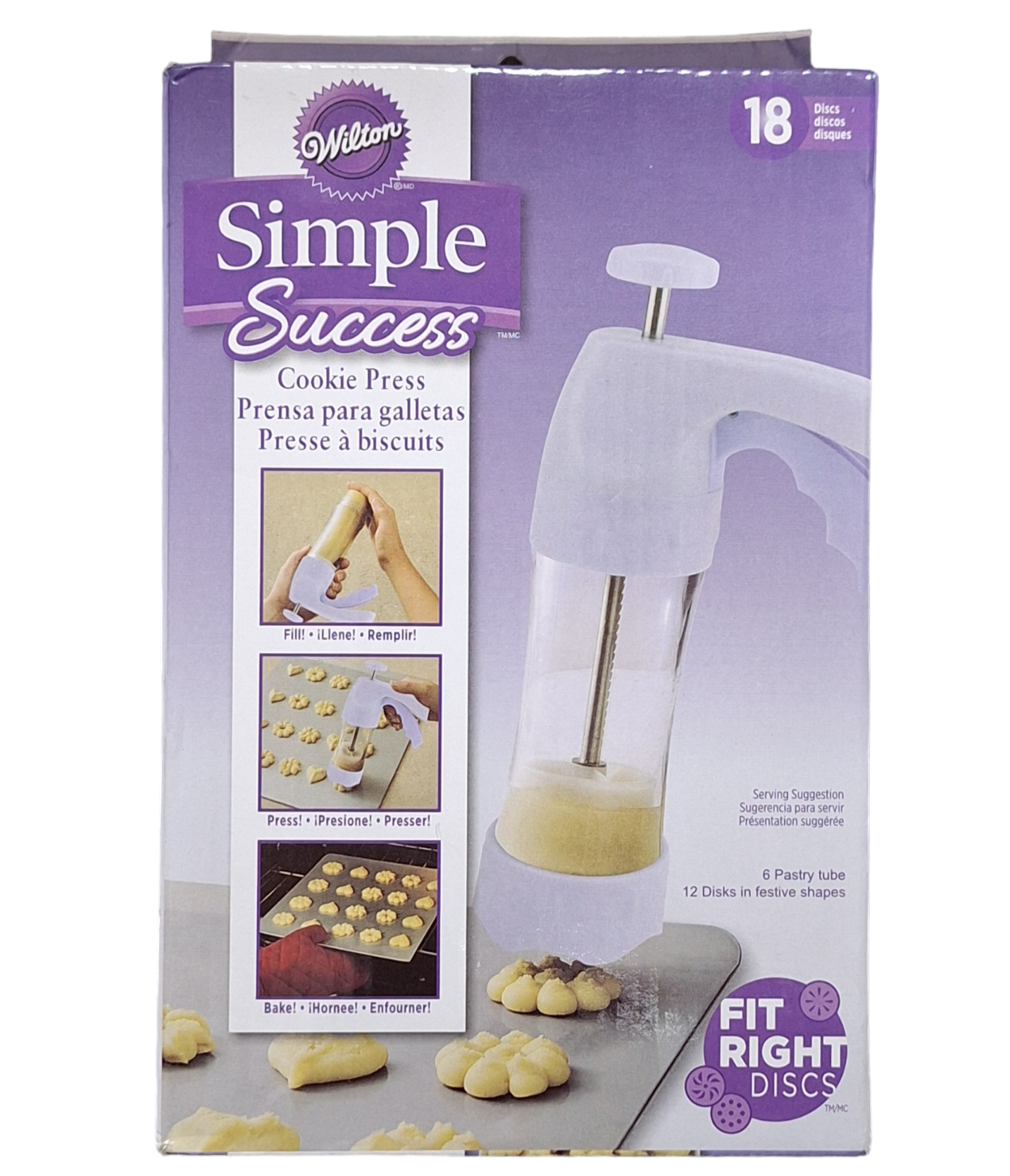 Biscuit/Cookie Press - 6 Pastry Tubes and 12 Disks