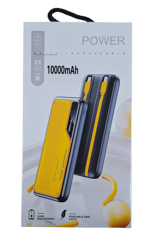 10000mah Multi-port Power Bank With Built-in Cables