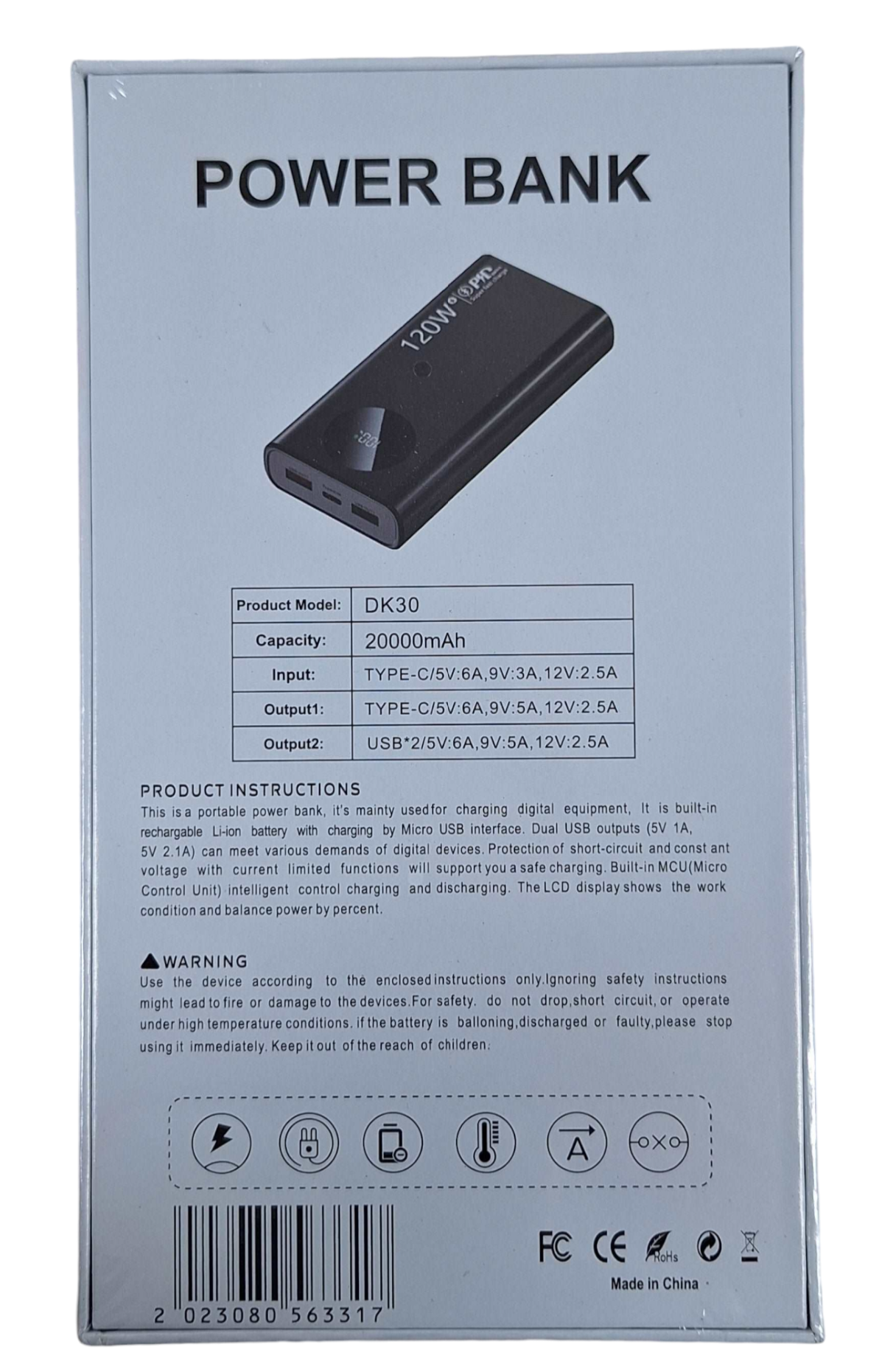 20000mah PD 120Watts Multiport Power Bank