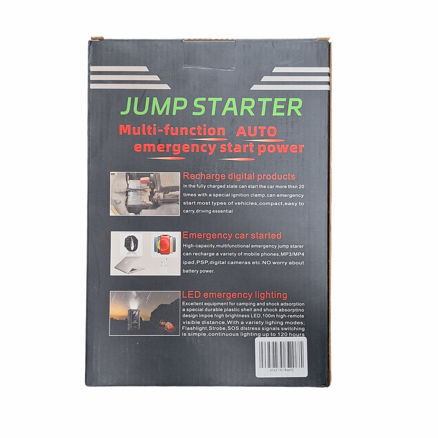 12V Multifunctional Auto Emergency Jump Starter Kit