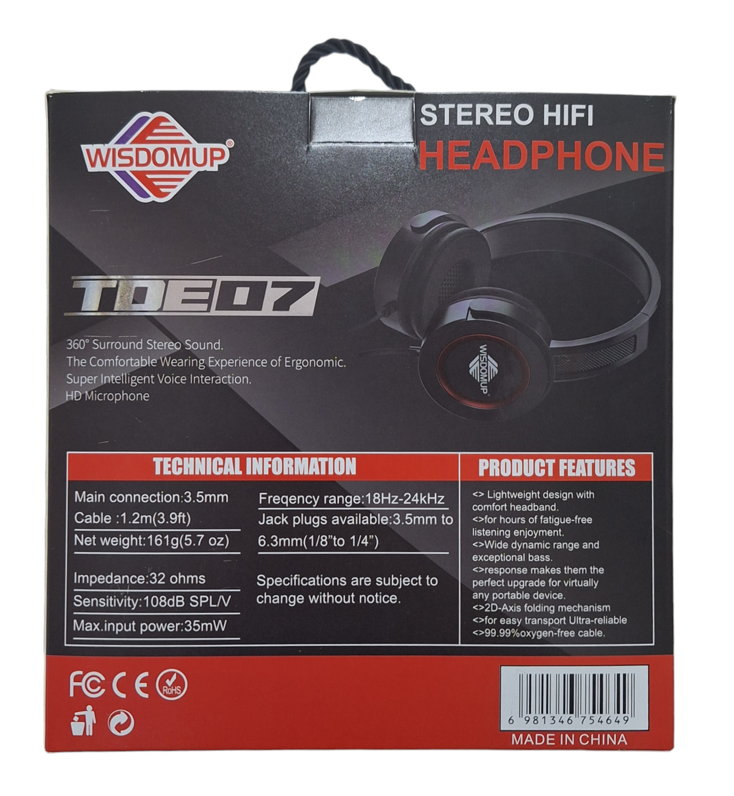 Stereo Hifi Headphones With Bass+ and Microphone