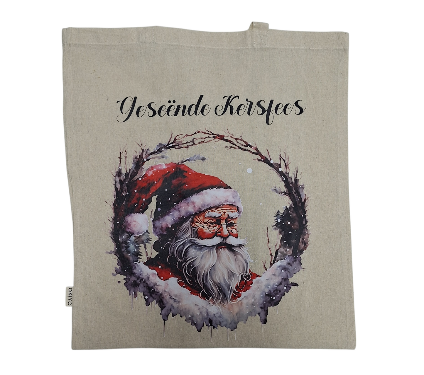 Christmas Cotton Unbleached Eco-Friendly Tote Bag "Geseënde Kersfees"