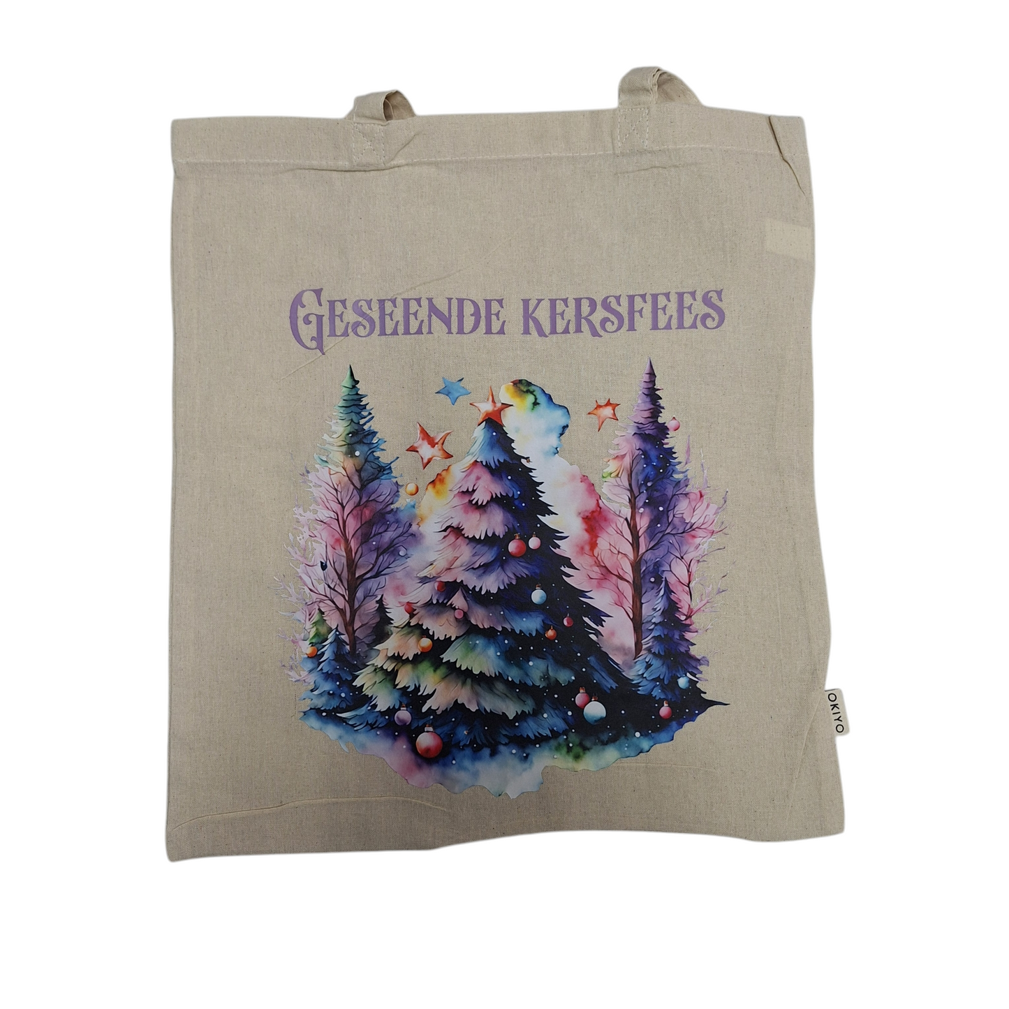 Christmas Cotton Unbleached Eco-Friendly Tote Bag "Geseënde Kersfees"