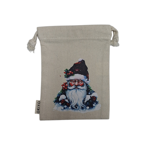 Christmas Cotton Unbleached Eco-Friendly Drawstring Bag