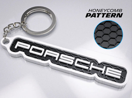 "Porche" Honeycomb 3D Printed Key Chain