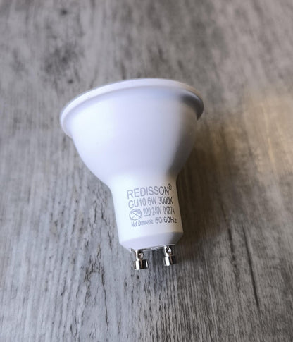 REDISSON GU10 6Watt 240vAC 3000k (Warm White) LED Downlight Bulb - Versatile Lighting Solution