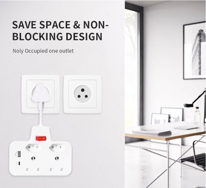 REDISSON RN-04 USB 4 Way Multiplug with USB+Type-C - Electromann SA
