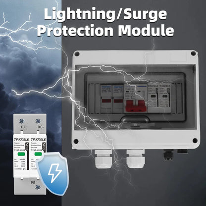 Solar photovoltaic PV DC Combiner Box Surge Lightning Protection 1 input 1 out DC 600V