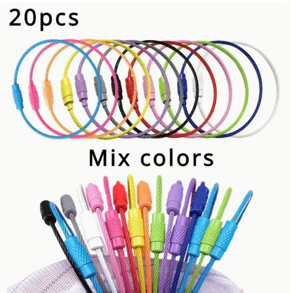 20 Pack Multicolor Stainless Steel Wire Loop Keychains