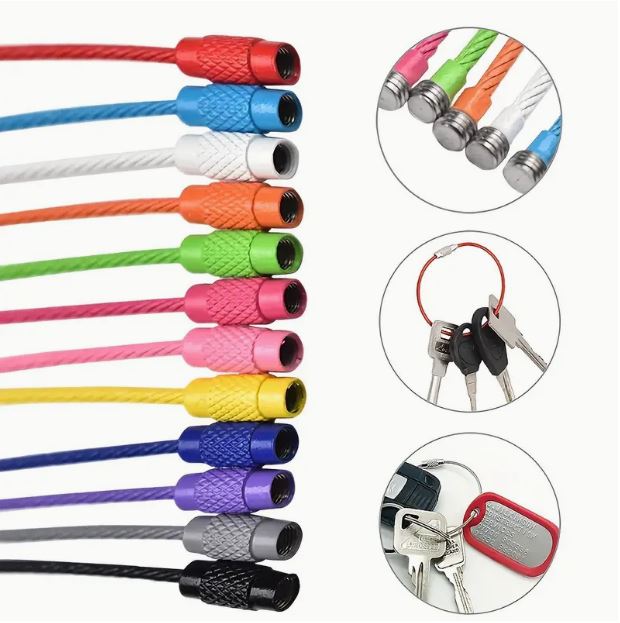 20 Pack Multicolor Stainless Steel Wire Loop Keychains